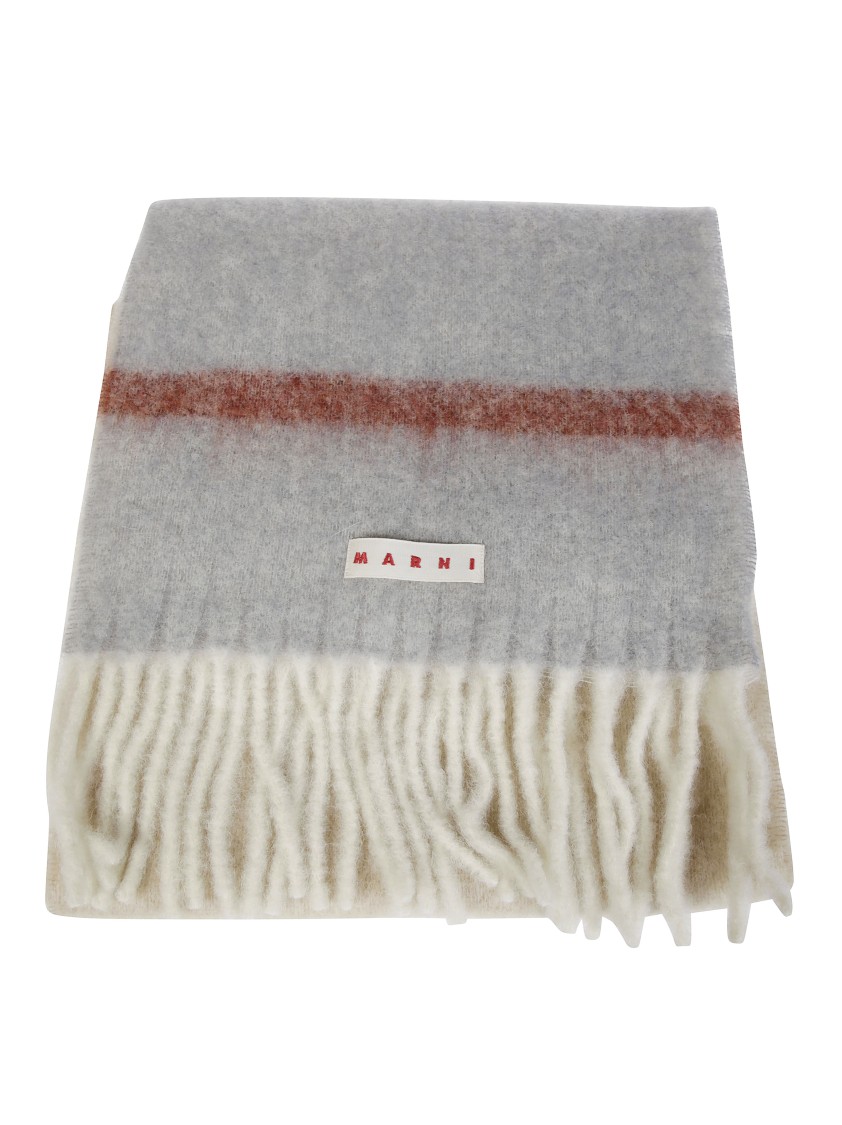 Marni Textured Finish Scarf In Light Grey In Gray