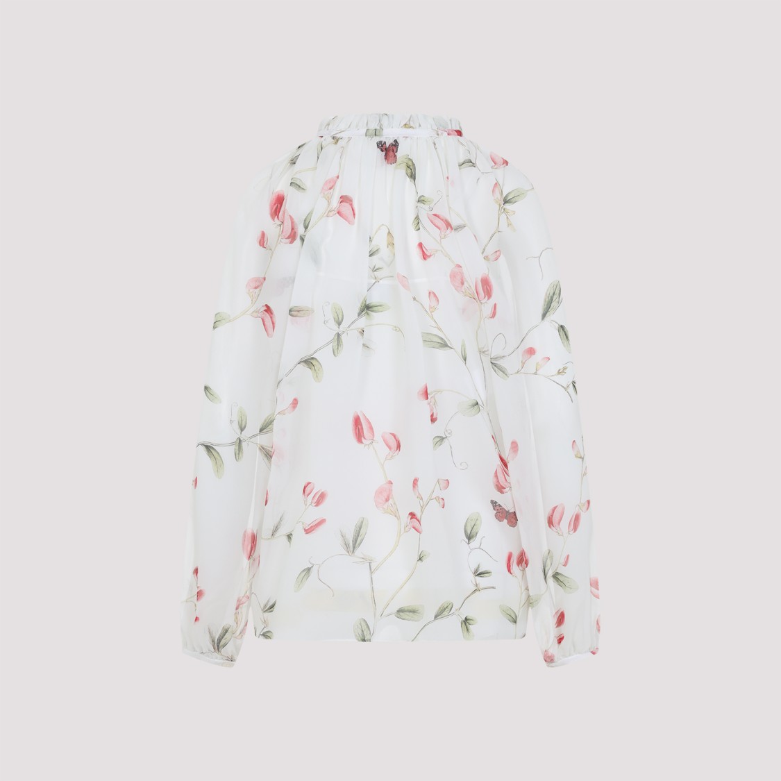 Shop Giambattista Valli Sheer Floral Print Silk Shirt