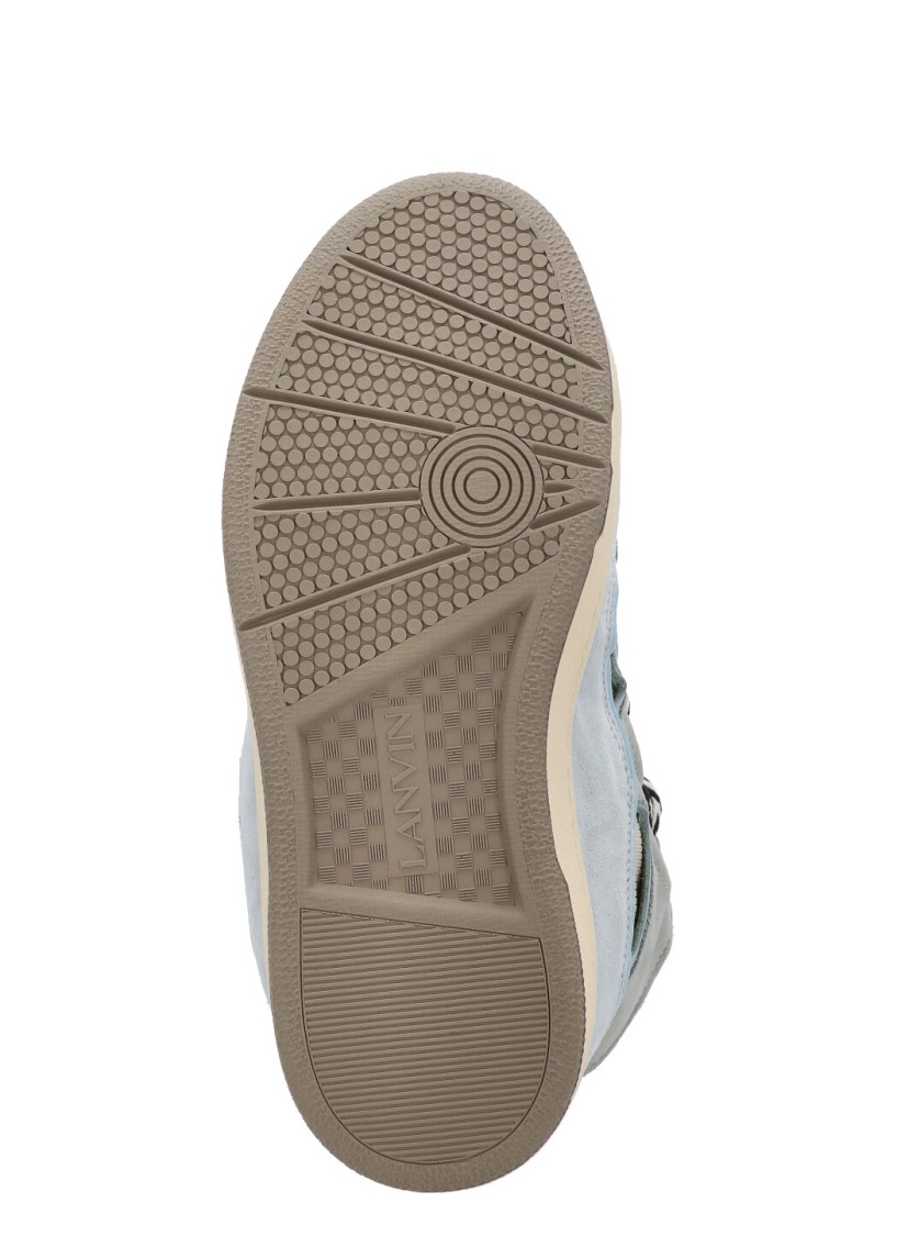 Lanvin Suede Leather Curb Sneakers Men In Blue