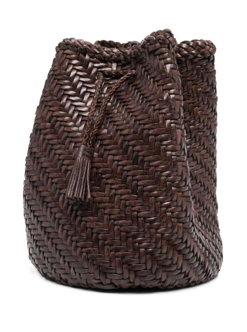 Dragon Diffusion Pompom Double Jump' Brown Bucket Bag