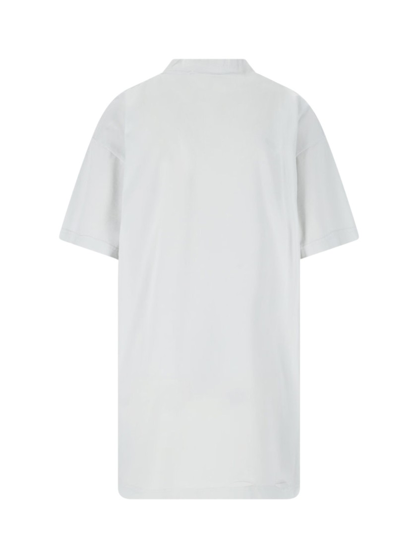 Balenciaga White T-shirt With Logo Printed On The Front And Torn Details In Cotton Woman