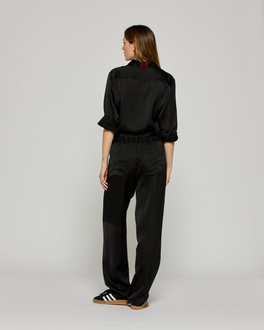 Serena Bute Satin Stripe Utility Jogger - Black In Black