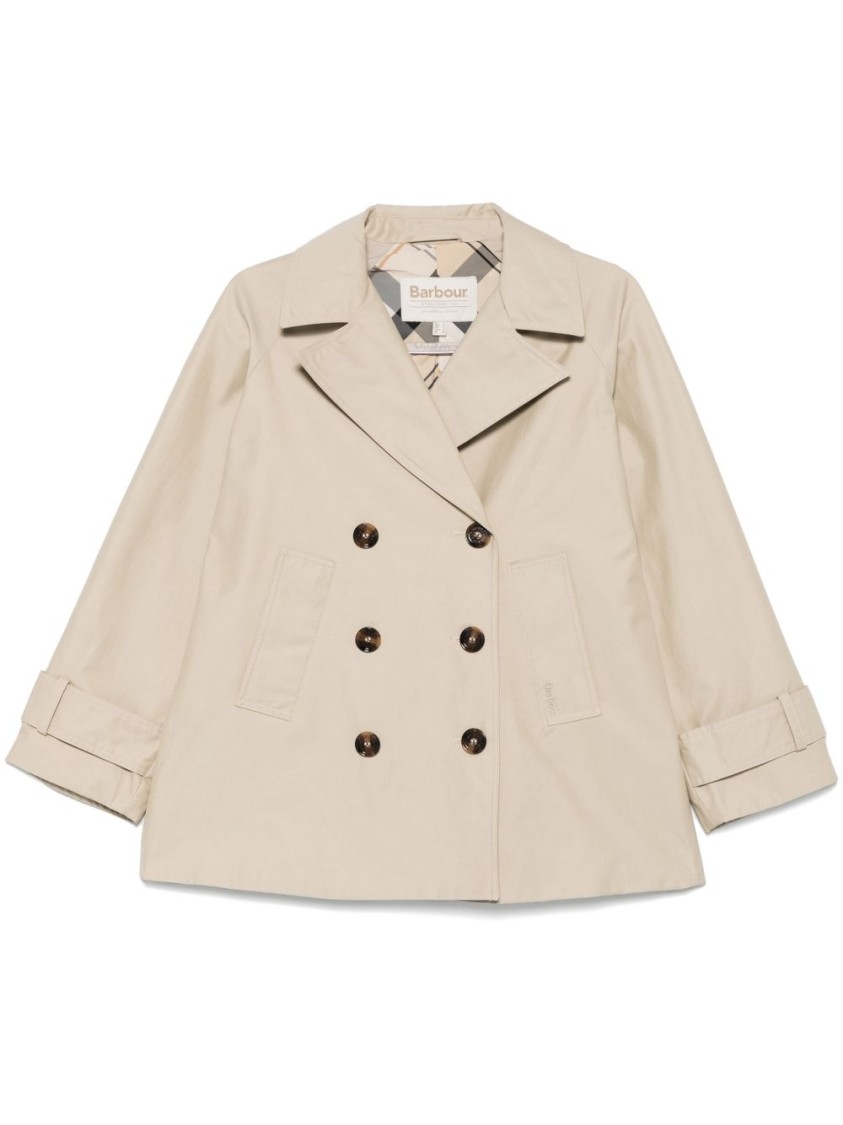 Barbour Maisy Double-breasted Jacket Front Pockets In Grey