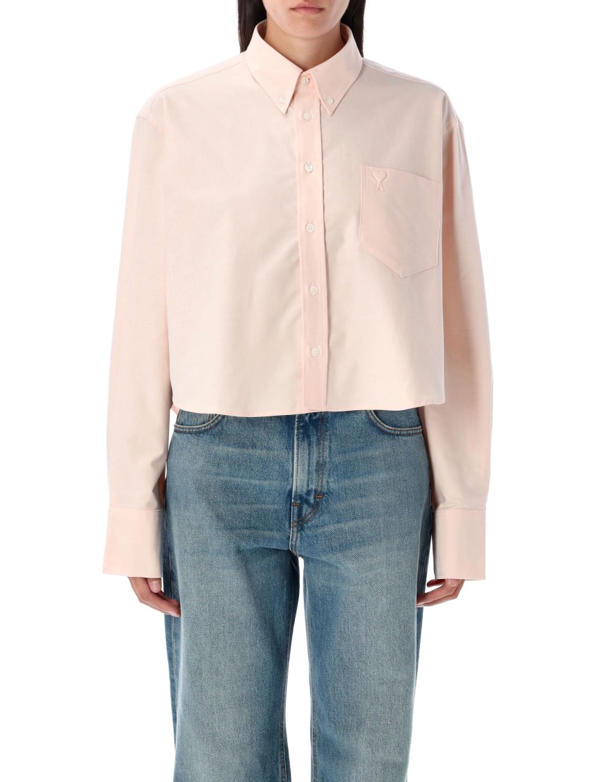 Ami Alexandre Mattiussi Ami Paris Oxford Cropped Shirt In Pink