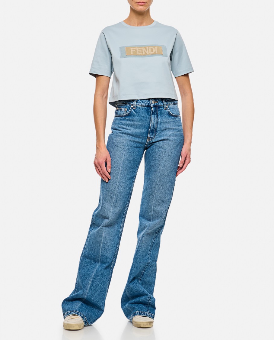 Shop Fendi Light Blue Ribbon T Shirt