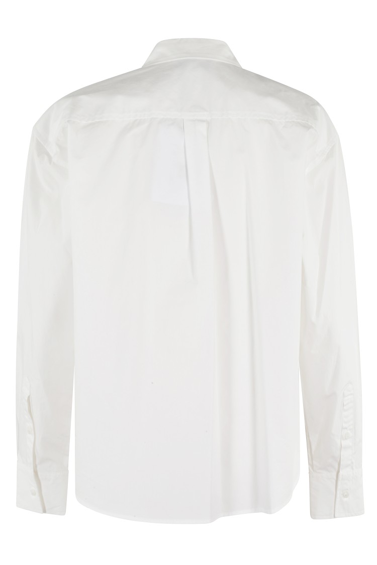 Isabelle Blanche Long-sleeved Cotton Shirt With Hidden Button Closure In White