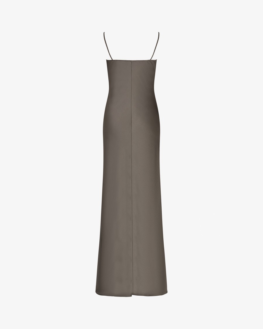 SERENA BUTE SERENA BUTE SATIN SLIP DRESS '25 - CHARCOAL