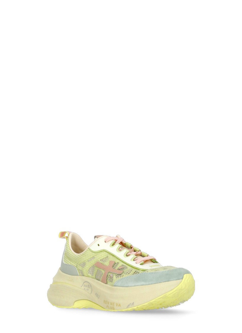 Prmt Green Leather And Tech Fabric Sneakers In Multi
