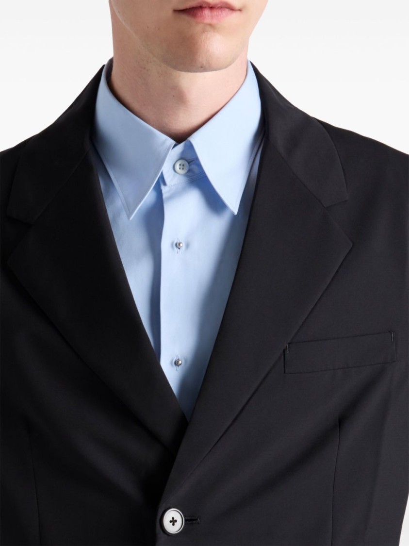 Prada Tailored Black Jacket With Notched Lapel In Black