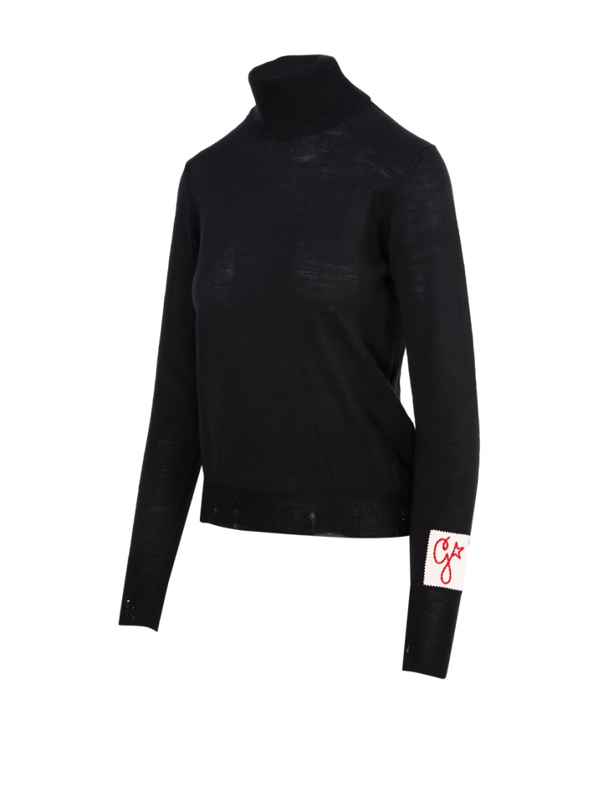 Golden Goose Fitted Black Turtleneck Sweater In Black