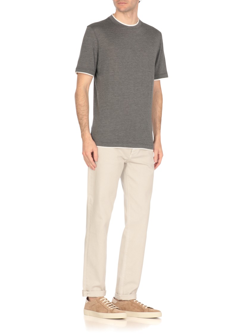 Brunello Cucinelli Layered T-shirt In Grey