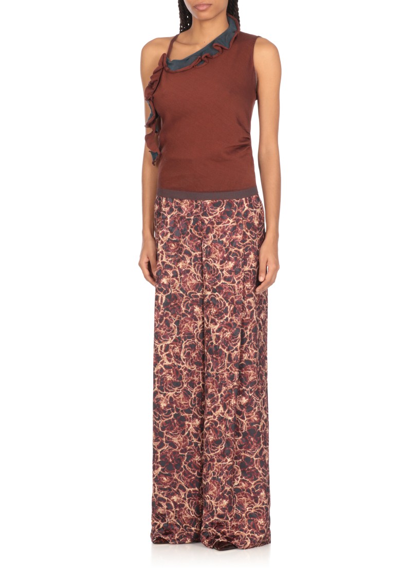 Shop Dries Van Noten Ruffled Volant Brown Cotton Top