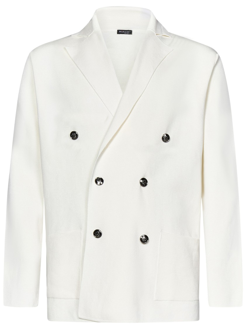 KITON KITON DOUBLE-BREASTED BLAZER WITH PEAK LAPELS