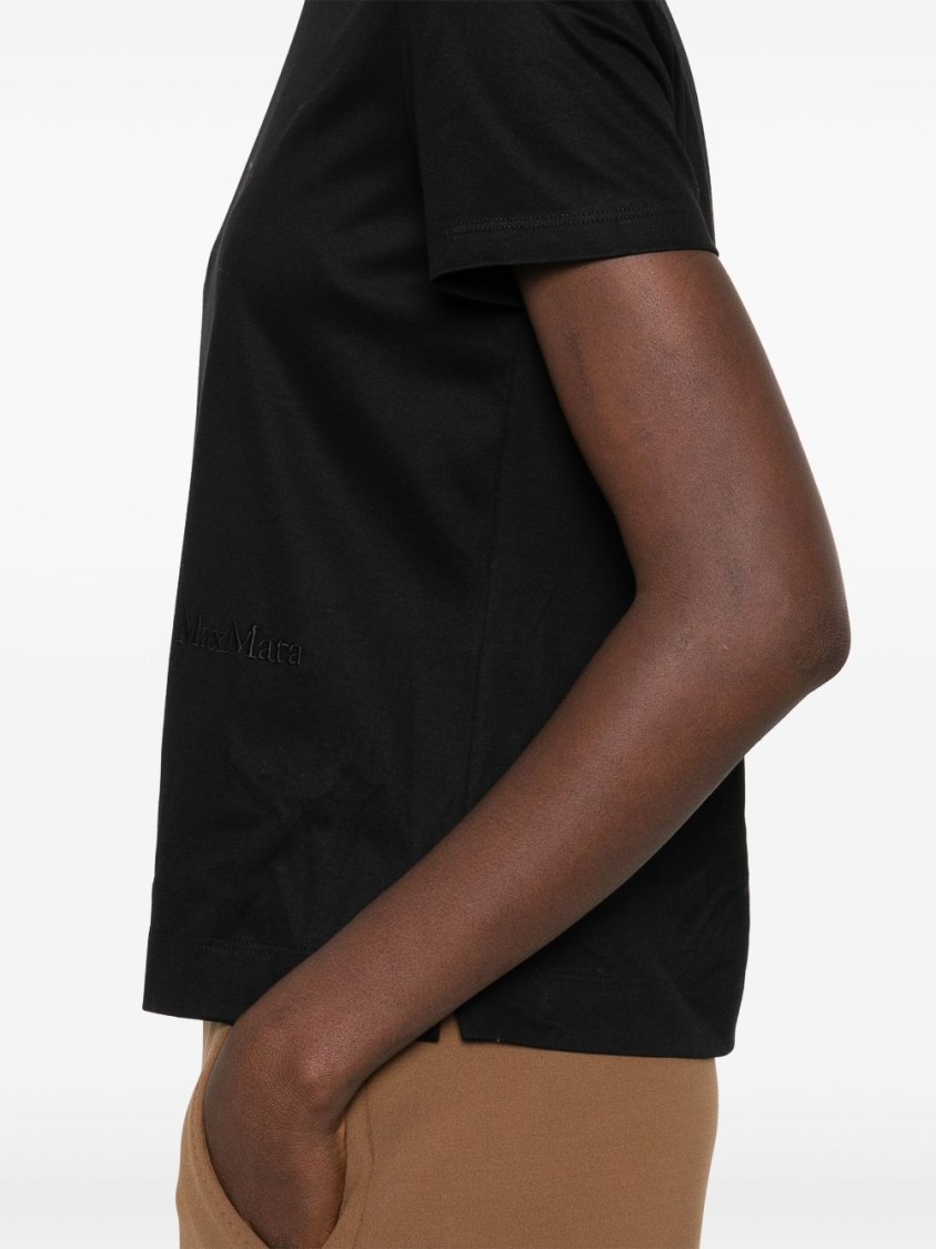 Max Mara Relaxed-fit Black T-shirt With Signature Branding In Black