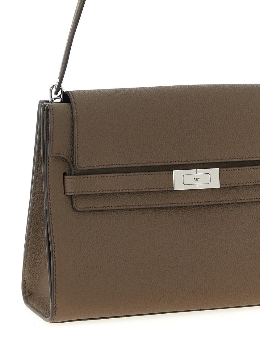 Tory Burch 'lee Radziwill' Large Shoulder Bag In Gray