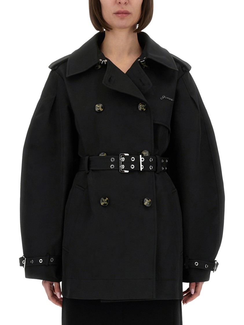 Ganni Structured Black Trench Midi With Cutout Detail