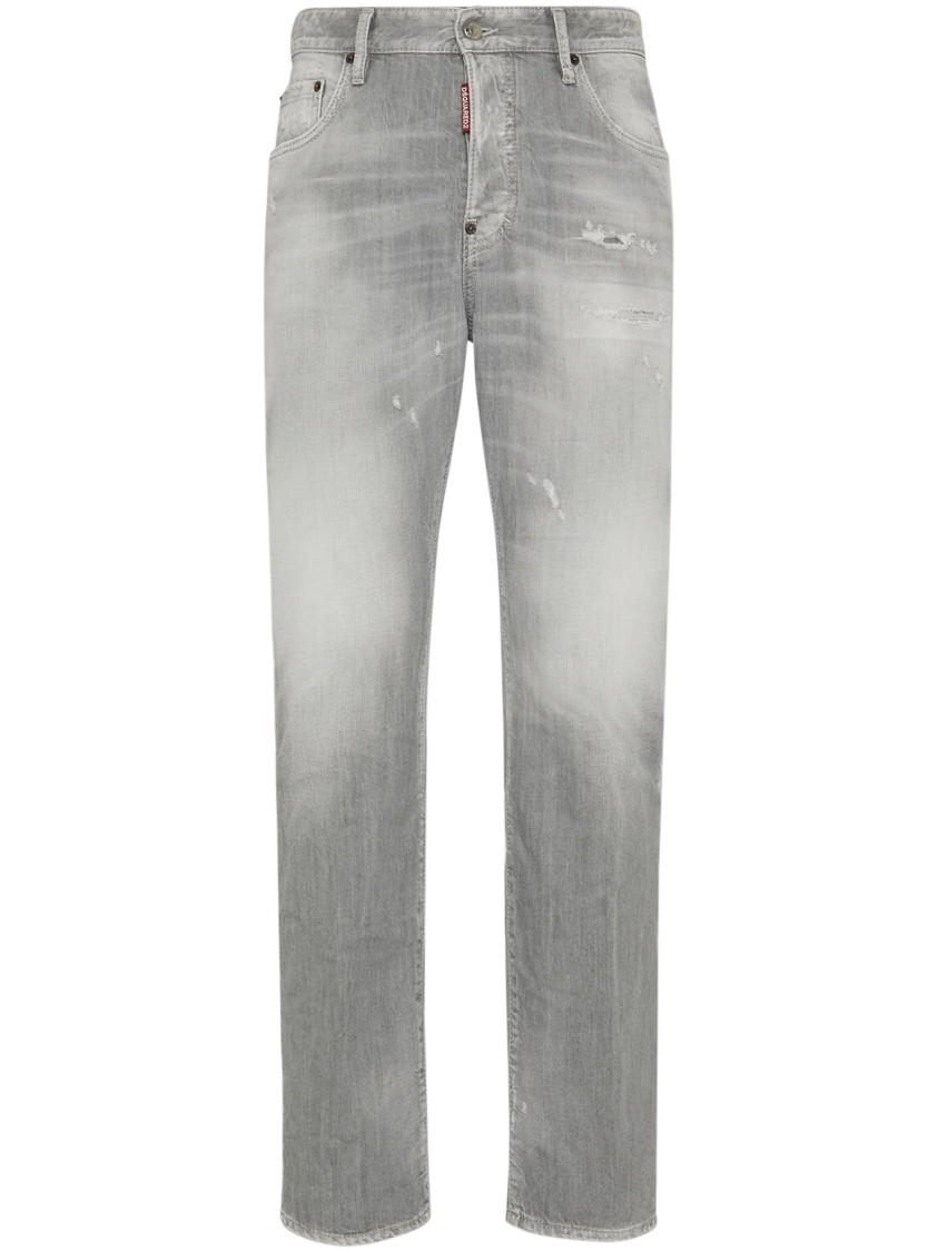 Dsquared2 Relaxed Fit Distressed Denim Jeans In Gray