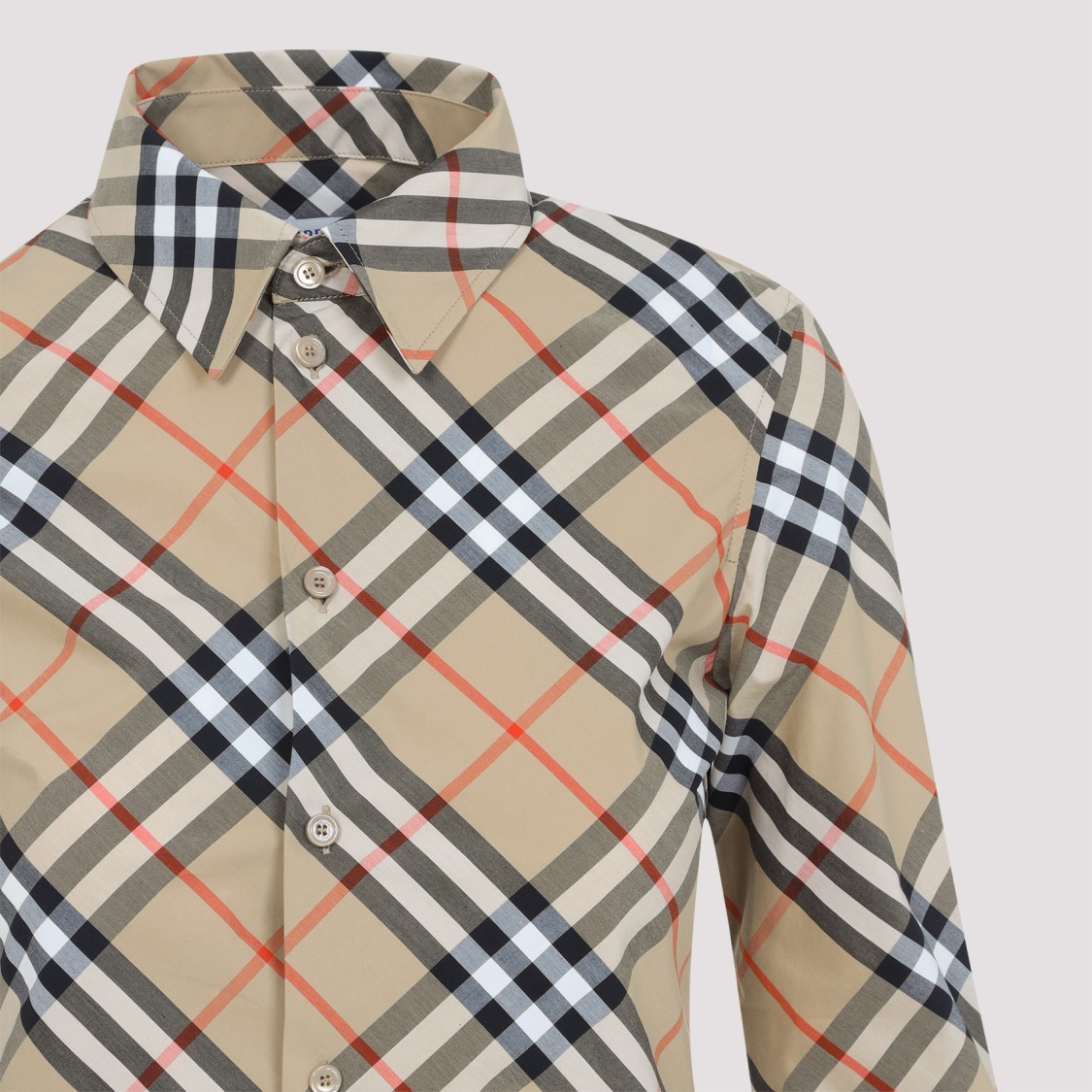 Shop Burberry Sand Beige Cotton Check Shirt