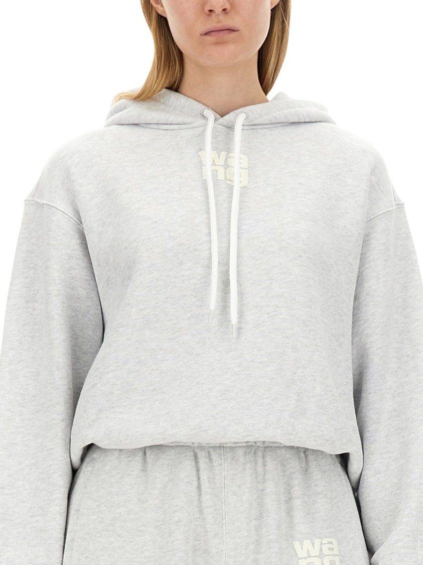 Alexander Wang T T By Alexander Wang Oversized Grey Hoodie With Subtle Logo In Grey