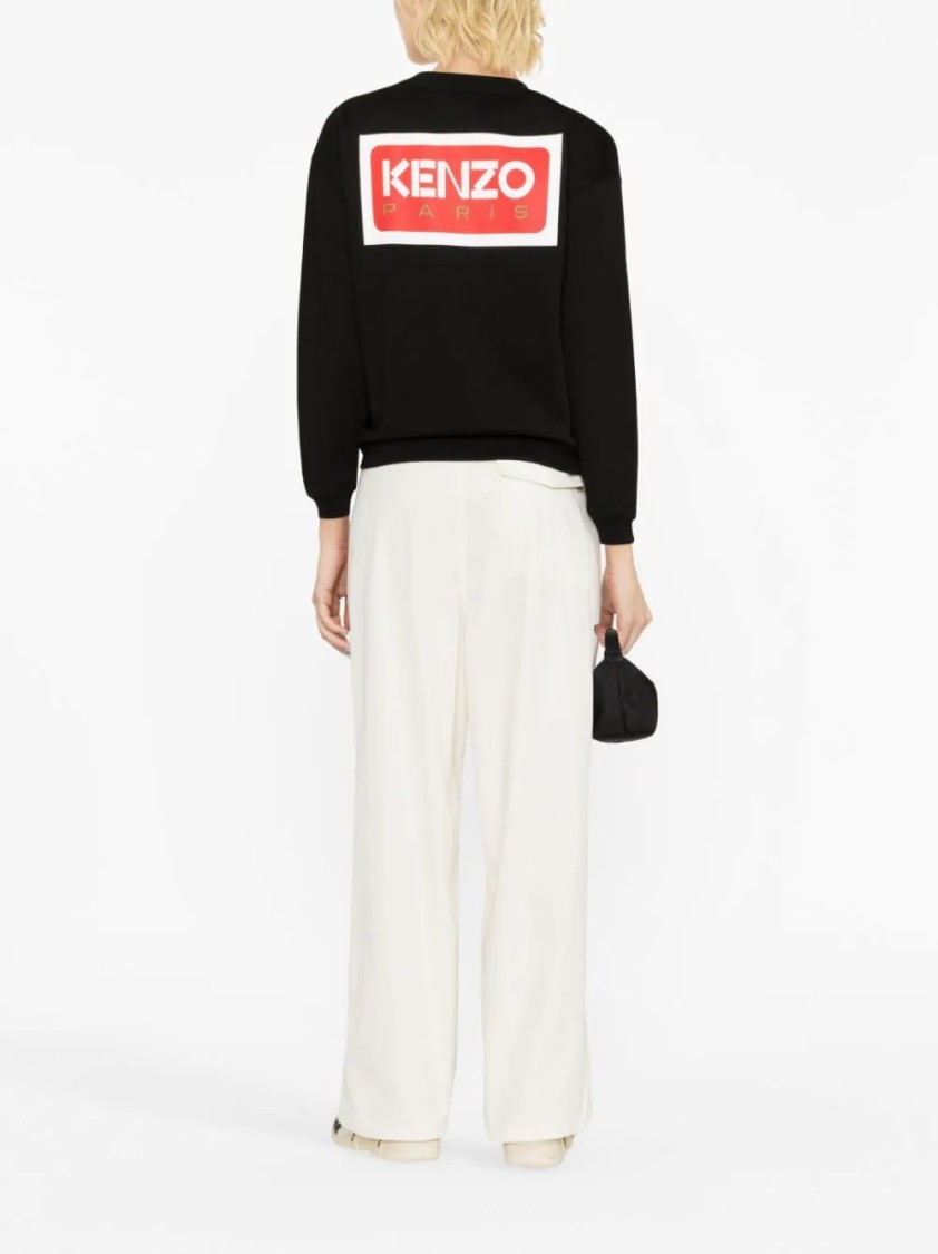 Kenzo Classic Cotton Sweatshirt With Iconic Logo Detail And Relaxed Fit In Black