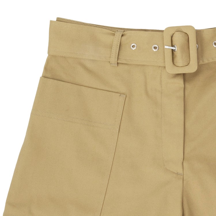 Officine Generale Beige Mid-waisted Shorts With Removable Belt
