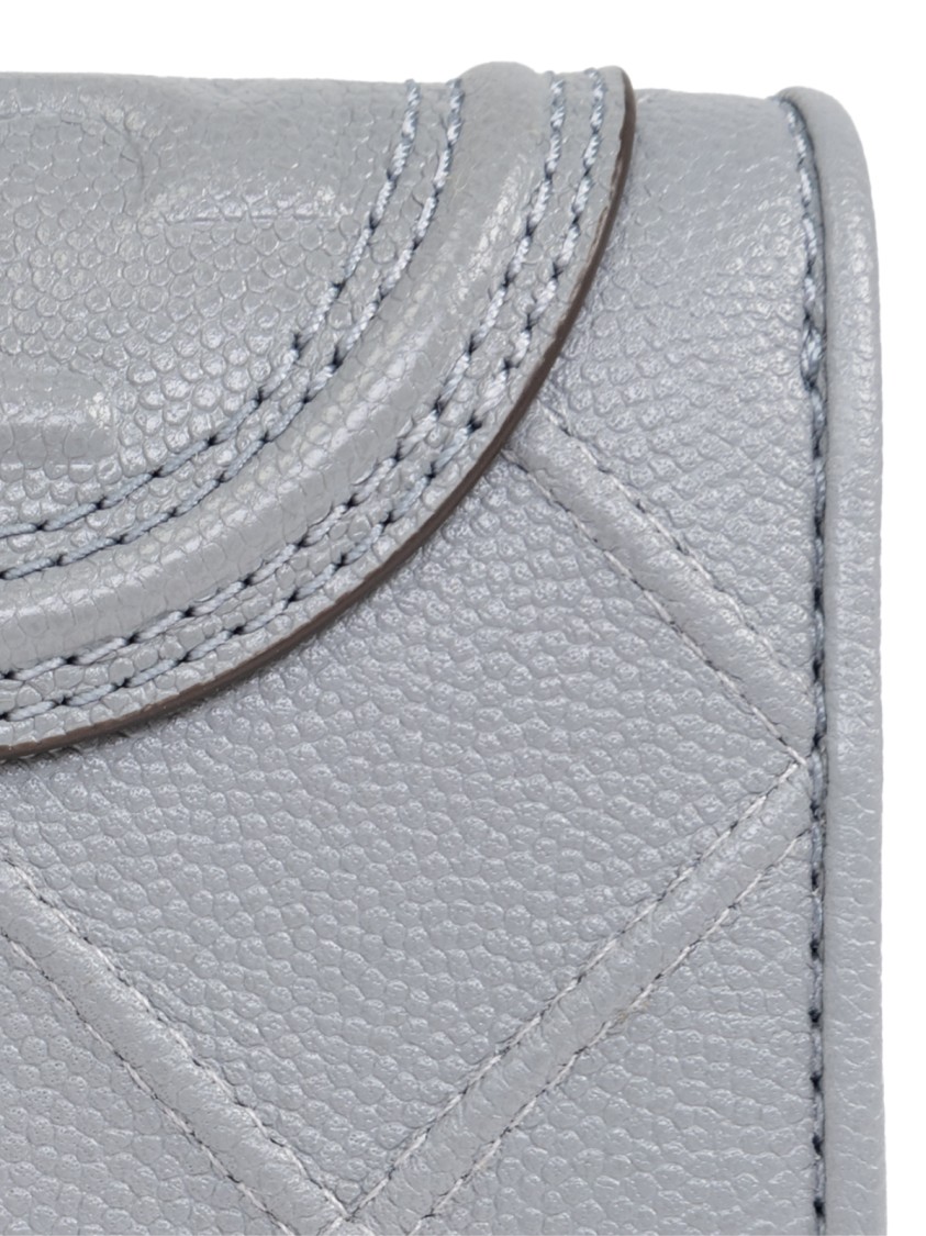 Tory Burch Fleming Soft Logo Wallet In Gray