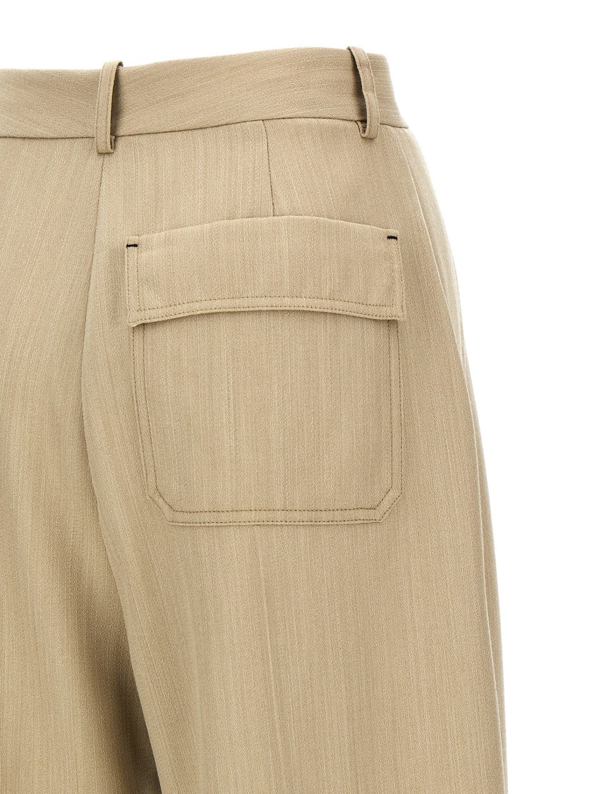 Victoria Beckham High-waisted Wool Pants With Maxi Turn-up In Neutral