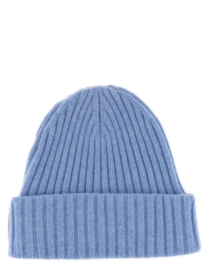 Alexander Wang Woolen Hat With Folded Cuff And Ribbed Texture In Blue