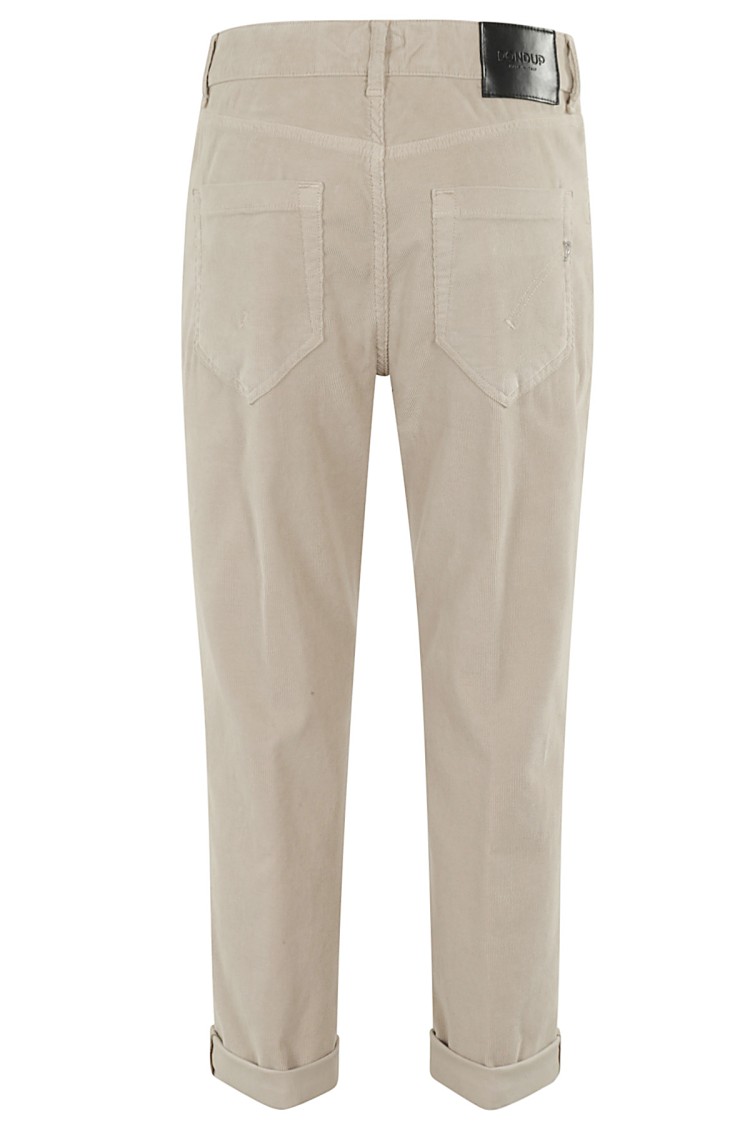 Dondup Cropped Cotton-blend Denim Jeans With Button Detailing In Neutrals