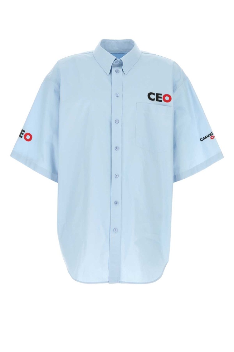 Balenciaga Ceo Uniform Logo Shirt And Blouse Light Blue In Blue