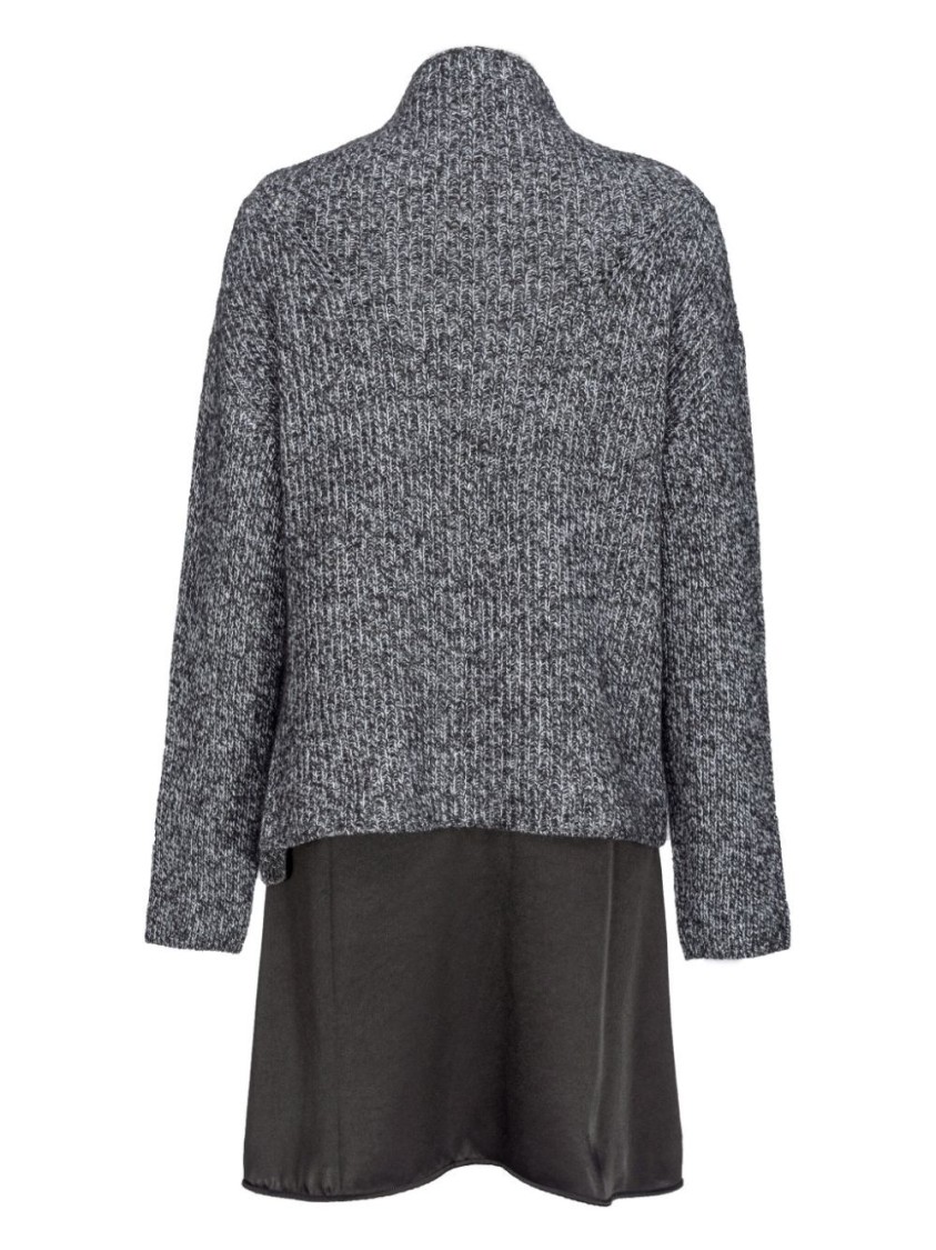 Pinko Bimaterial Dress With Wool Blend Sweater In Gray