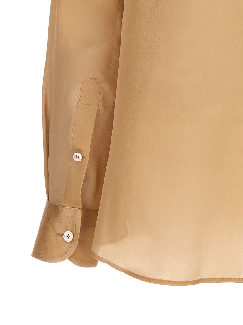 Tom Ford Pleated Plastron Shirt In Brown
