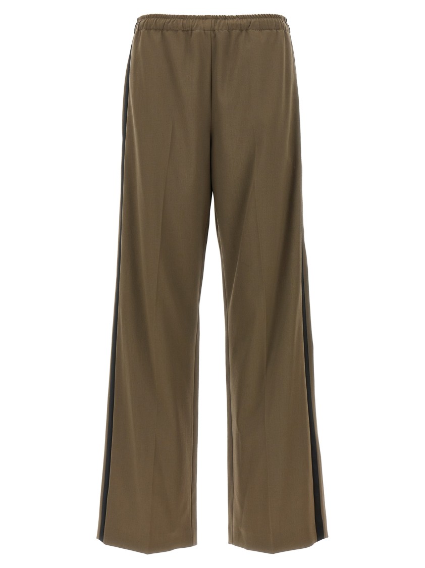 Mm6 Maison Margiela Mm6 By Maison Margiela Brown Satin Band Pants With Contrast Detailing In Green