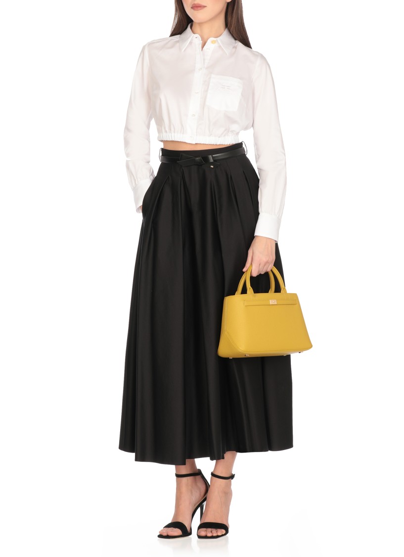Elisabetta Franchi White Cotton Cropped Shirt In White
