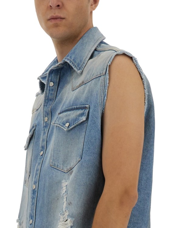 Mm6 By Maison Margiela Button-Up Sleeveless Denim Shirt With