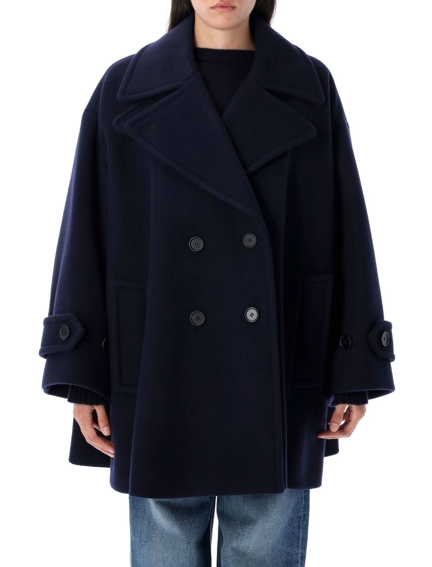 Chloé Oversize Double-breasted Wool Coat In Black