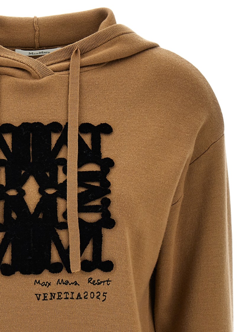 Max Mara Hooded Sweatshirt With Drawstring And Graphic Detail