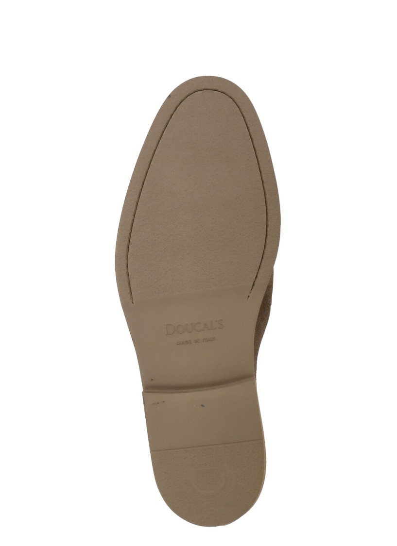 Doucal's Brown Suede Leather Loafers In Grey