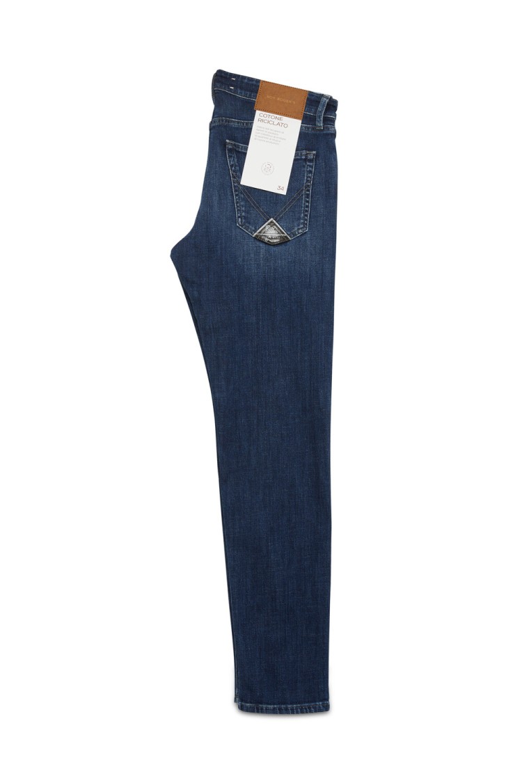 Roy Rogers Slim Fit Rinse-wash Denim Jeans With Medium Waistband And Logo Detailing In Black