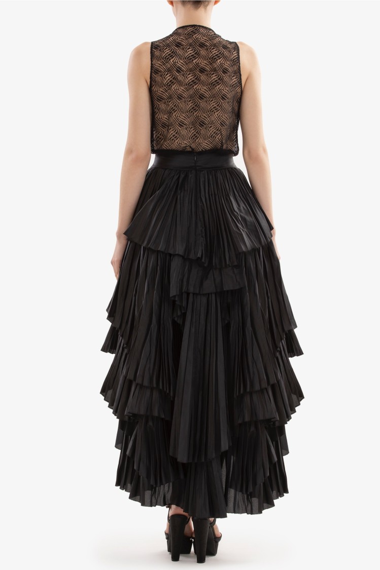 Shop Saiid Kobeisy Chic Draped Lace Top In Black