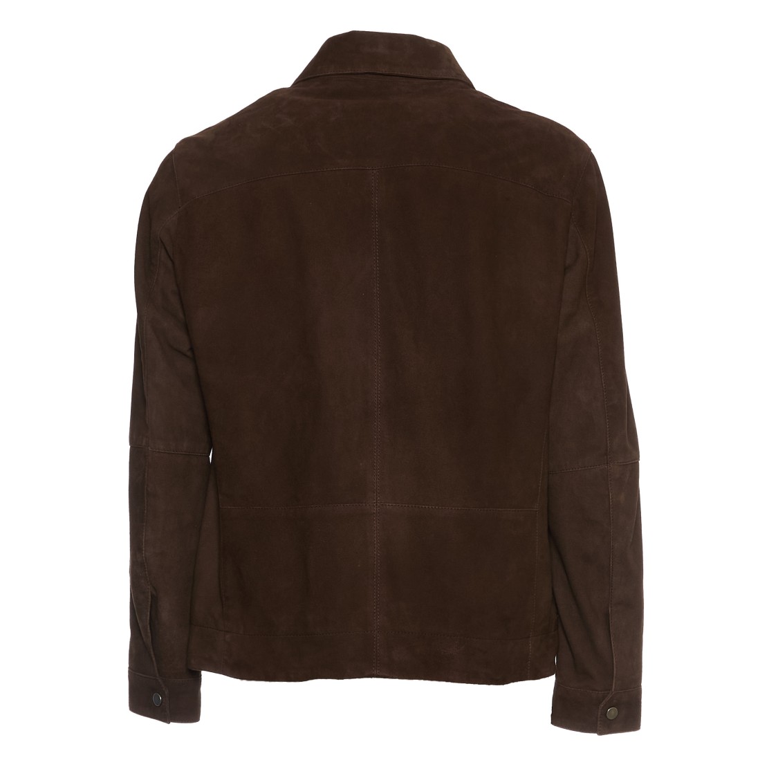 AMARANTO AMARANTO CACAO LEATHER JACKET WITH BUTTON-DOWN COLLAR