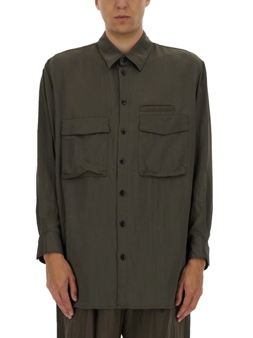 Lemaire Relaxed Fit Utility Overshirt In Gray