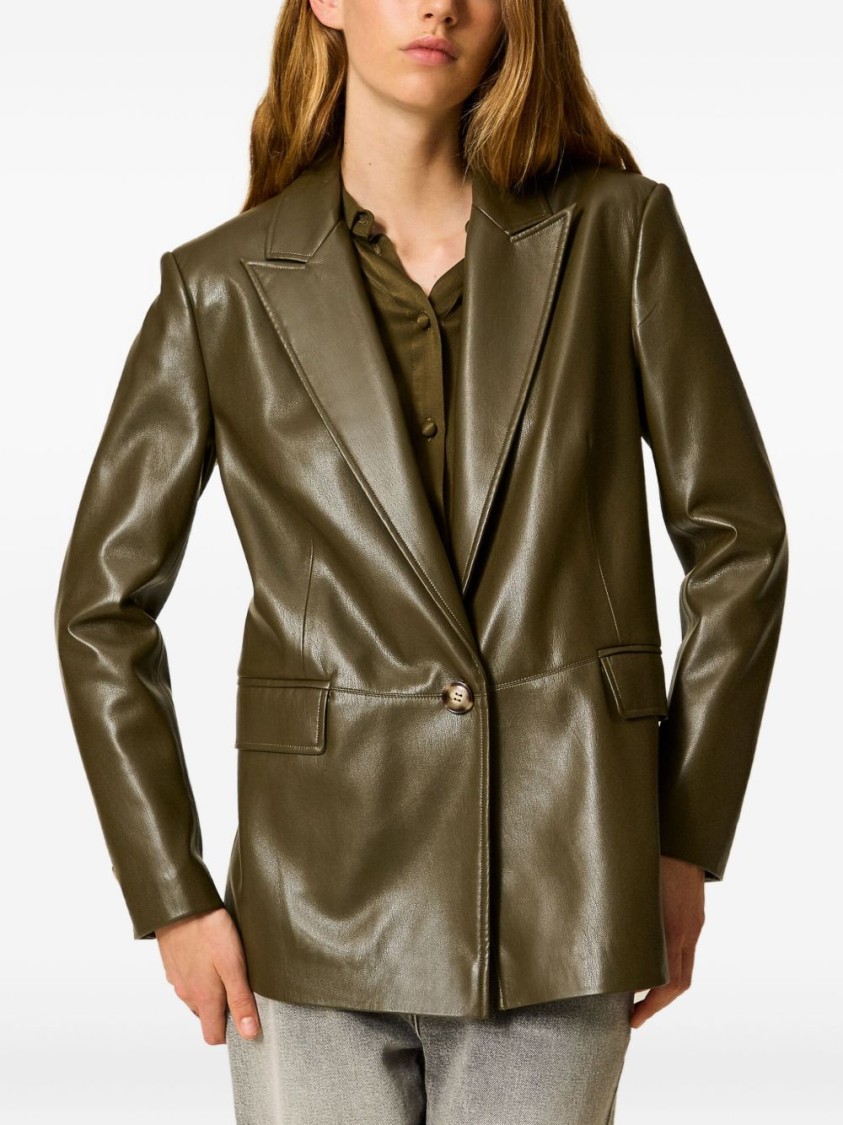 Twinset U&b Tailored Green Jacket With Structured Silhouette In Green