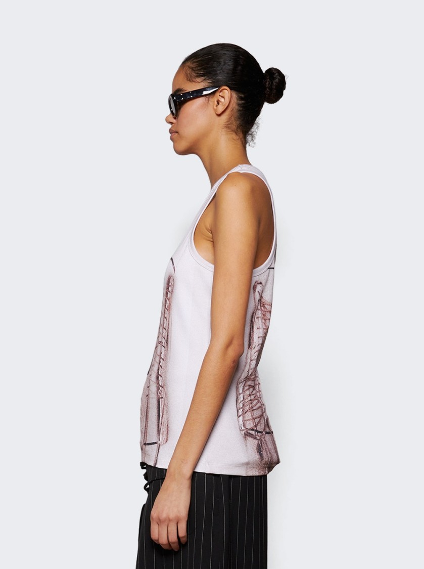Shop Jean Paul Gaultier Cotton Ribbed Corset Trompe-l'œil Tank Top Dusty Pink