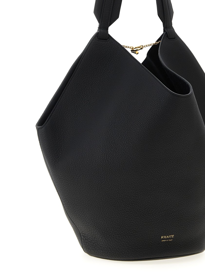 Khaite Small Lotus Leather Top Handle Bag In Black