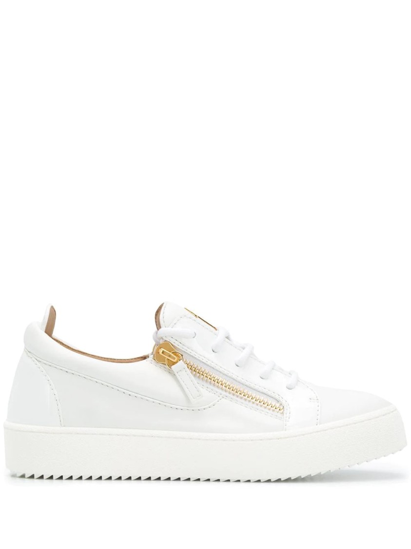 Giuseppe Zanotti Low Sneakers With Side Zip In White