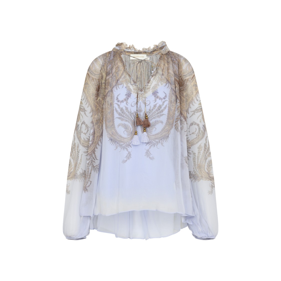Zimmermann Womens Lilac Paisley Billow Printed Chiffon Blouse In White