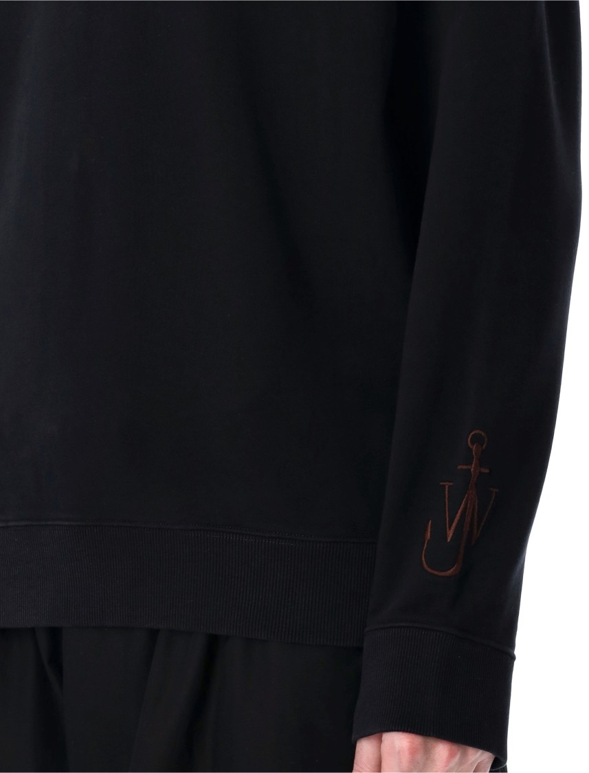 Jw Anderson Black Sweatshirt With Front Zip And Embroidered Logo On The Sleeve In Cotton Man In Black
