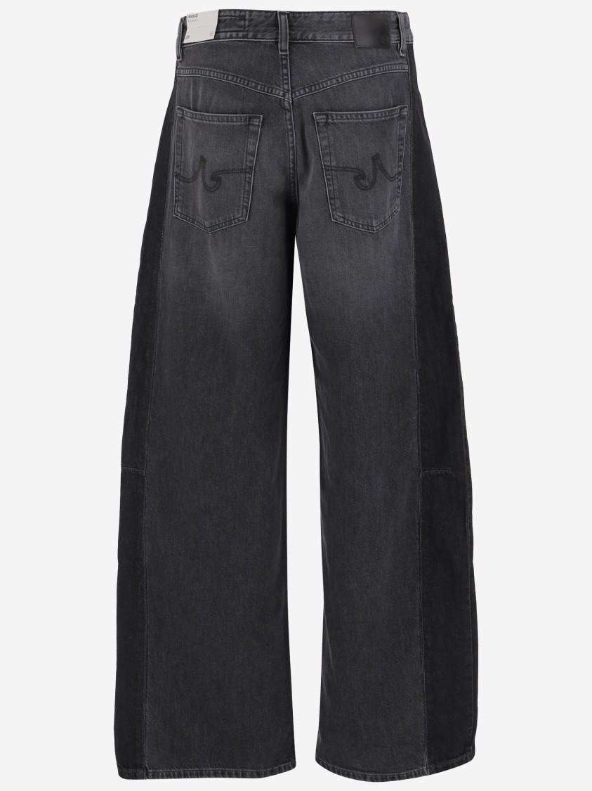 Ag Jeans Wide Fit Dark Grey Jeans With Five-pocket Design And Belt Loops In Multi
