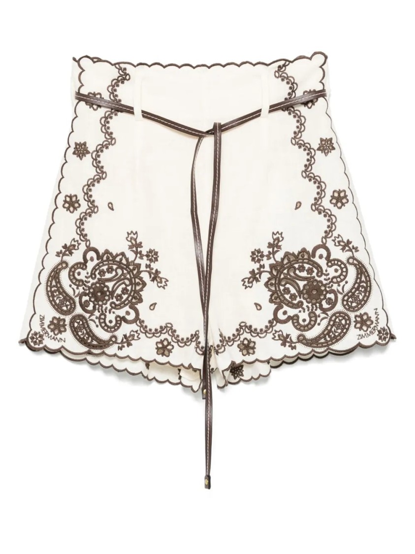Zimmermann Shorts Ascension In Lino Avorio Donna In White